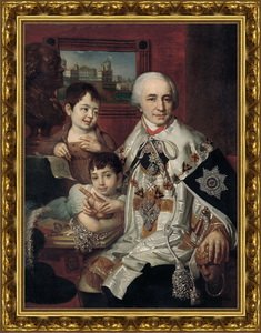 Портрет графа Григория Григорьевича Кушелева с детьми. 1801