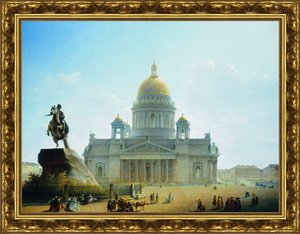 Исаакиевский собор и памятник Петру I. 1844