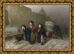 "Тройка". Ученики мастеровые везут воду. 1866