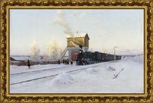 На полустанке. Зимнее утро на Уральской железной дороге. 1891